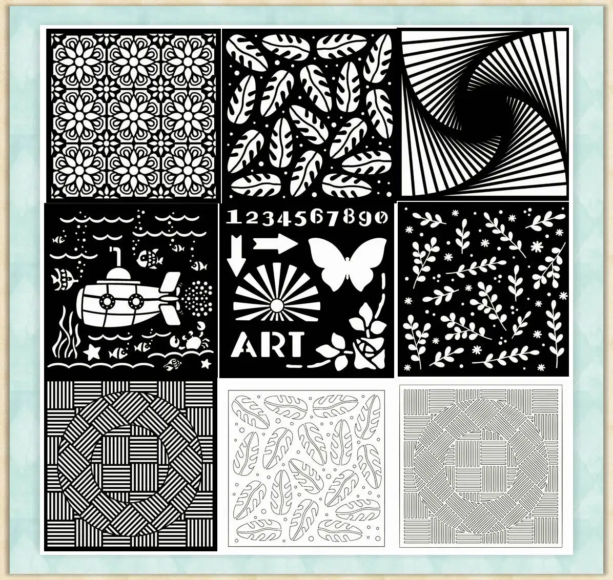 Background Plastic Spray Layering Stencils Scrapbook Album Decor Drawing Sheets