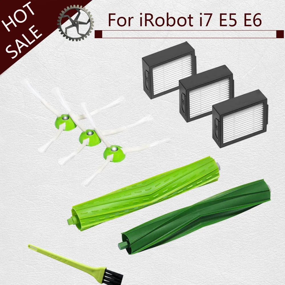 

3*Hepa Filter + 3*Side Brush +2* Brush Roll for iRobot Roomba i7 E5 E6 I Series Robot Vacuum Cleaner Replacement Spare Parts