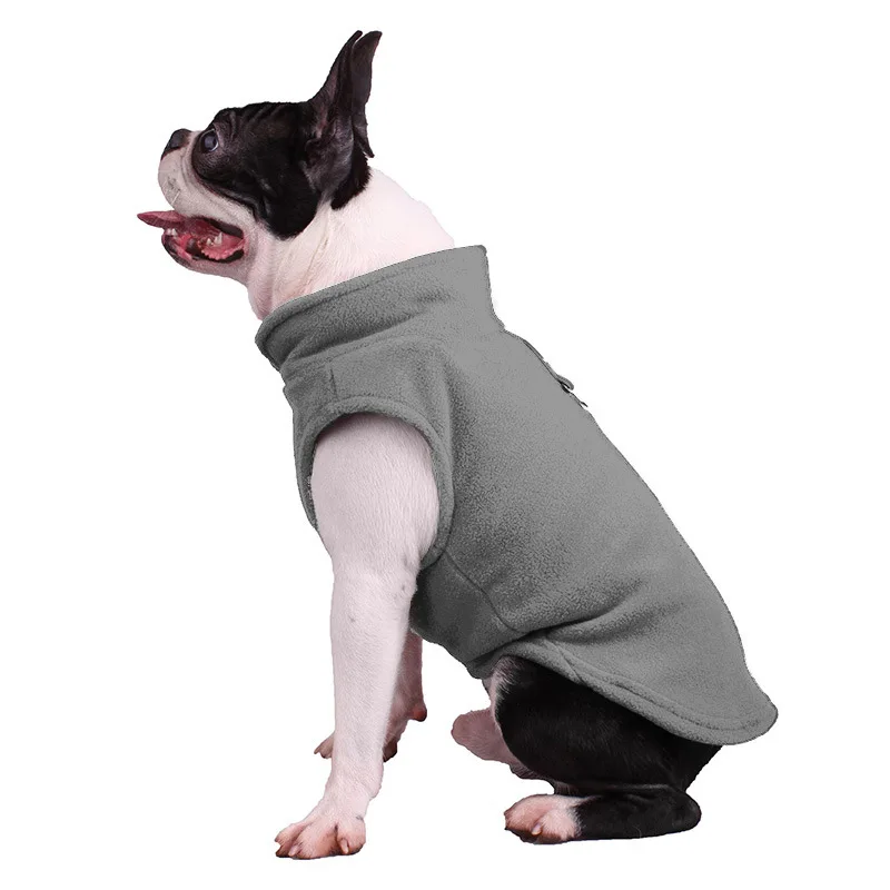 Новое поступление, флисовые толстовки для собак, одноцветная одежда без рукавов с французским бульдогом, толстовка для щенков, зимняя одежда для маленьких собак - Цвет: 3