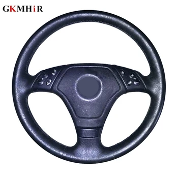

GKMHiR Genuine Leather Black Steering Wheel Cover Hand-Stitched Car Steering Cover for BMW E36 E39 E46 Lnterior Accessories