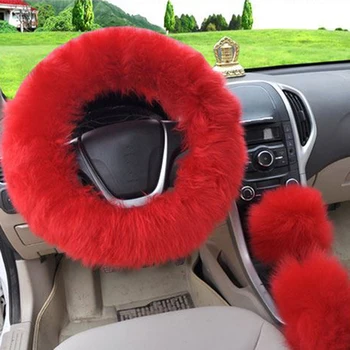 

Wheel Handbrake Universal Steering Set Warm Cover Plush Car Charm Long Woolen