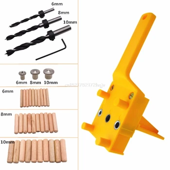 

41pcs/set Handheld Dowel Jig Guide For 6 8 10mm Drill Bits Wood Straight Hole Doweling With Metal Sleeve Woodworking tools A02
