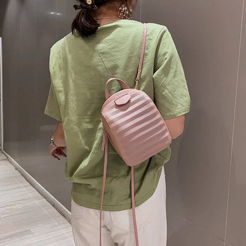 

Women Mini Backpack Wear-resistant Solid Color PU Bag for Travel Shopping MUG88