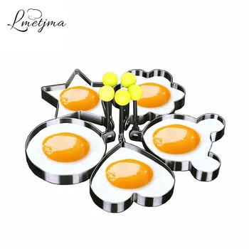 

LMETJMA 5pcs/set Fried Egg Mold Stainless Steel Egg Ring Shaper Pancake Mold DIY Rice Mold Egg Mould Ring Cooking Tools K0105