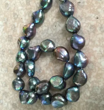 

stunning huge 10-11mm tahitian black green blue pearl necklace 18inch