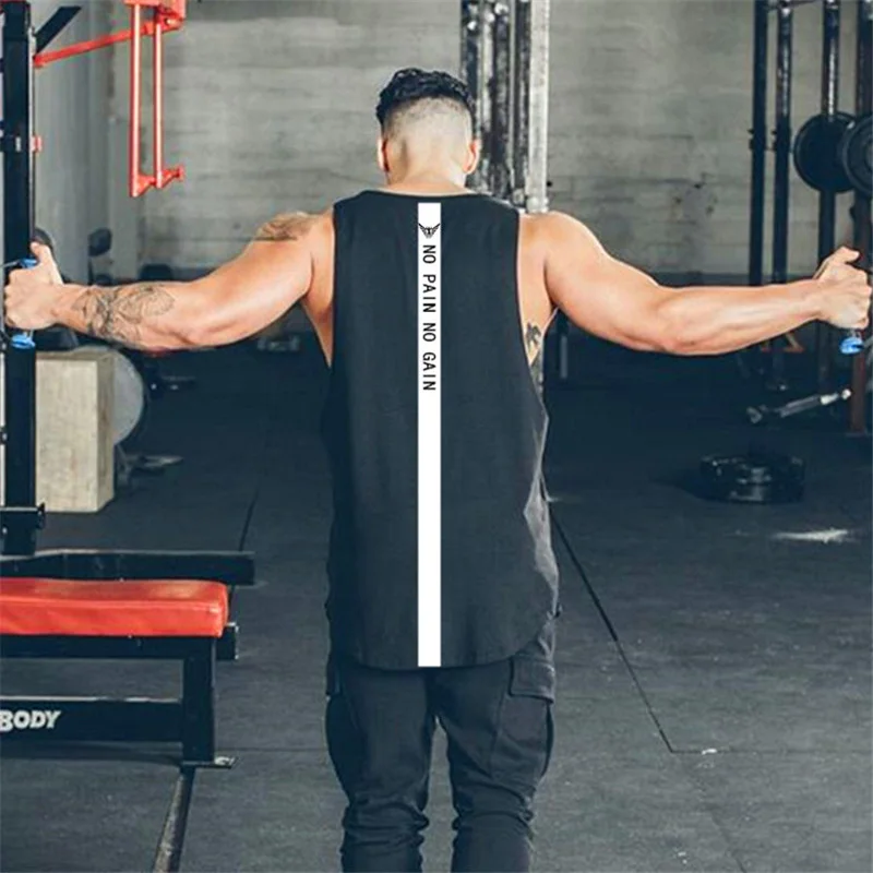 Muscleguys No Pain Gain бодибилдинг одежда майка для мужчин фитнес синглеты без рукавов