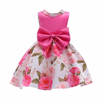 

100-150cm Princess Dress Girls Ball Gown Evening Birthday Party Bow Flowers Dresses Girl Wedding Clothes Kids Dress For Gills