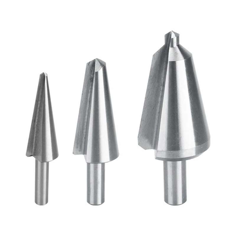 

3Pcs/Set Umbrella Chamfer Step Drill Bit Pv Thin Iron Hole Saw Cutter Hss Chamfering Woodworking Milling Metal Drilling