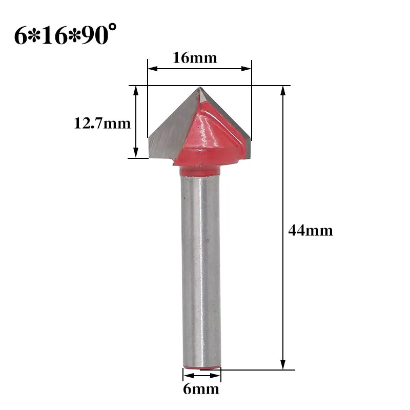 6 мм V Bit-1PCS, ЧПУ твердосплавная концевая фреза, Вольфрамовая сталь деревообрабатывающий фреза, 3D деревянная Фасонная фреза ДВП бит, 60 90 120 150 градусов - Длина режущей кромки: V61690