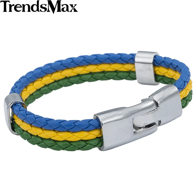 Мужской кожаный браслет Trendsmax 3 нити веревочный с национальным флагом кожаные