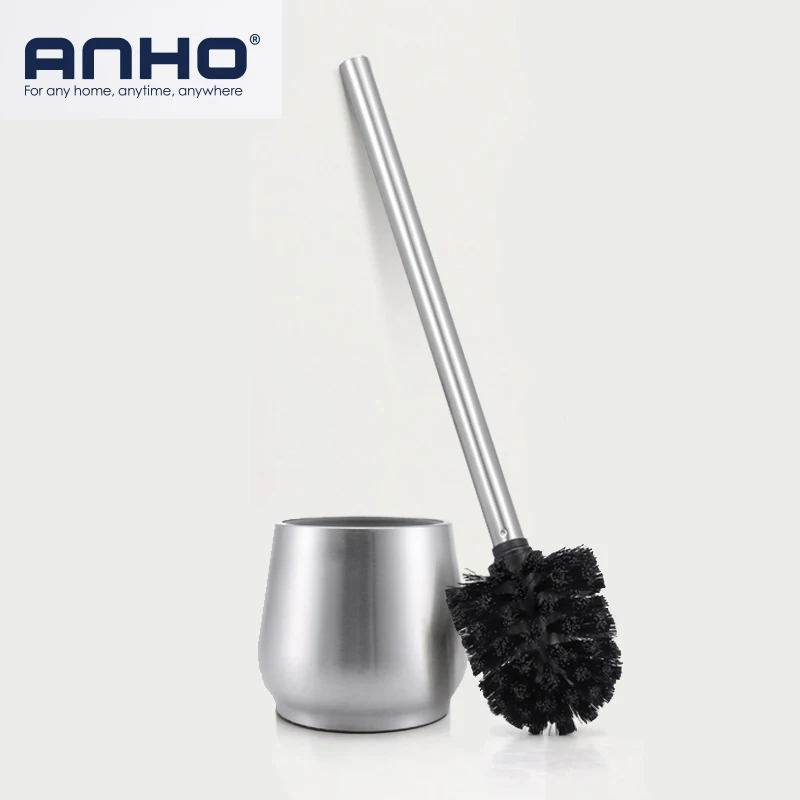 

ANHO Stainless Steel Toilet Brush Set European-style Bathroom Cleaning Brush with Teardrop-shaped Base WC Cleaning Accessories