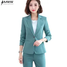 Модные женские брюки костюмы Осень Новая мода темперамент Тонкий длинный рукав Блейзер и брюки Офисная Женская одежда для работы