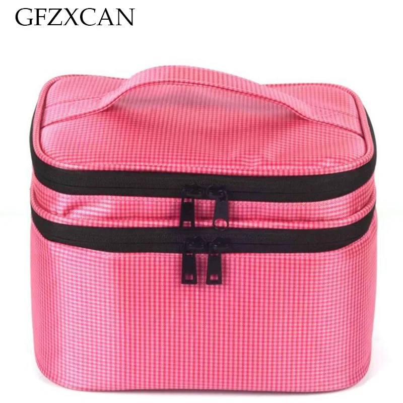 

Cosmetic bag double-layer portable travel waterproof wear-resistant durable cosmetic storage bag with mirror beauty cosmetic bag