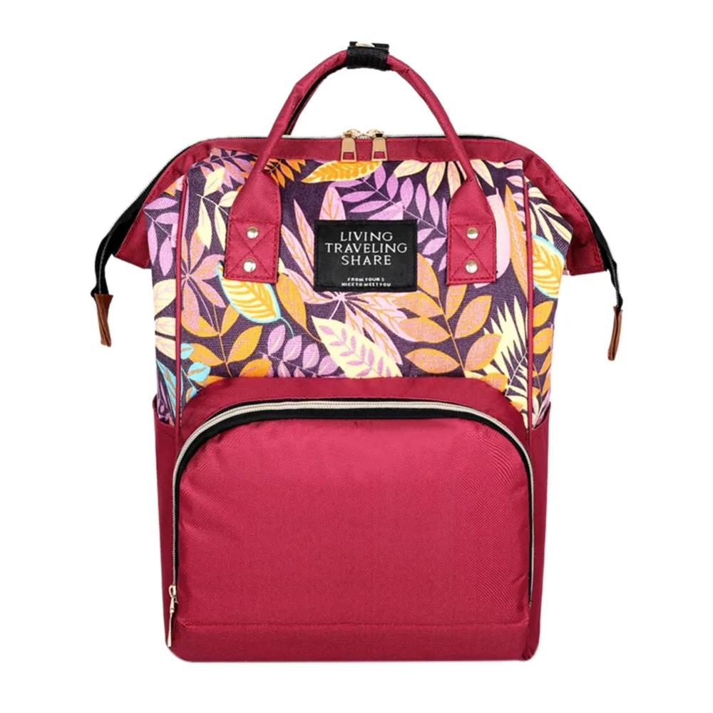 

New Baby Diaper Bag Fashion Mummy Maternity Nappy Bag Large Capacity Plant Print Baby Diaper Shoulder Bags Nursing Bag