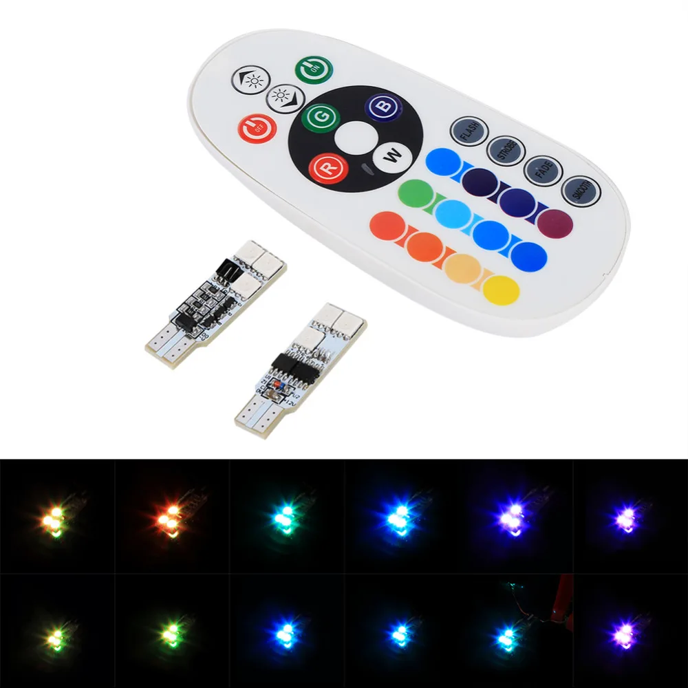 Us 2 35 49 Off Car Styling 1 Pair T10 Remote Car Interior Led Light Lamp Colorful Rgb Multi Colors Changing Light With Remote Control In Decorative