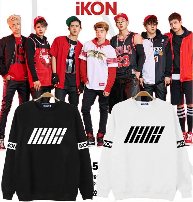 K POP ikon Collective Welcome Back My Hoody свитшоты concert debut album Пуловер черный с длинными рукавами