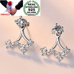 OMHXZJ оптовая продажа Мода Джокер темперамент женские свадебные подарок сердце циркон Pearl 925 стерлингов серебряные серьги YS284