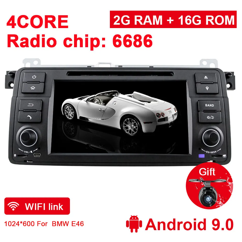 Eunavi 1 Din Android 9,1 Автомобильный DVD плеер для BMW E46 M3 318/320/325/330/335 Rover 75 1998-2006 gps навигации BT Wi-Fi - Цвет: 2G 16G