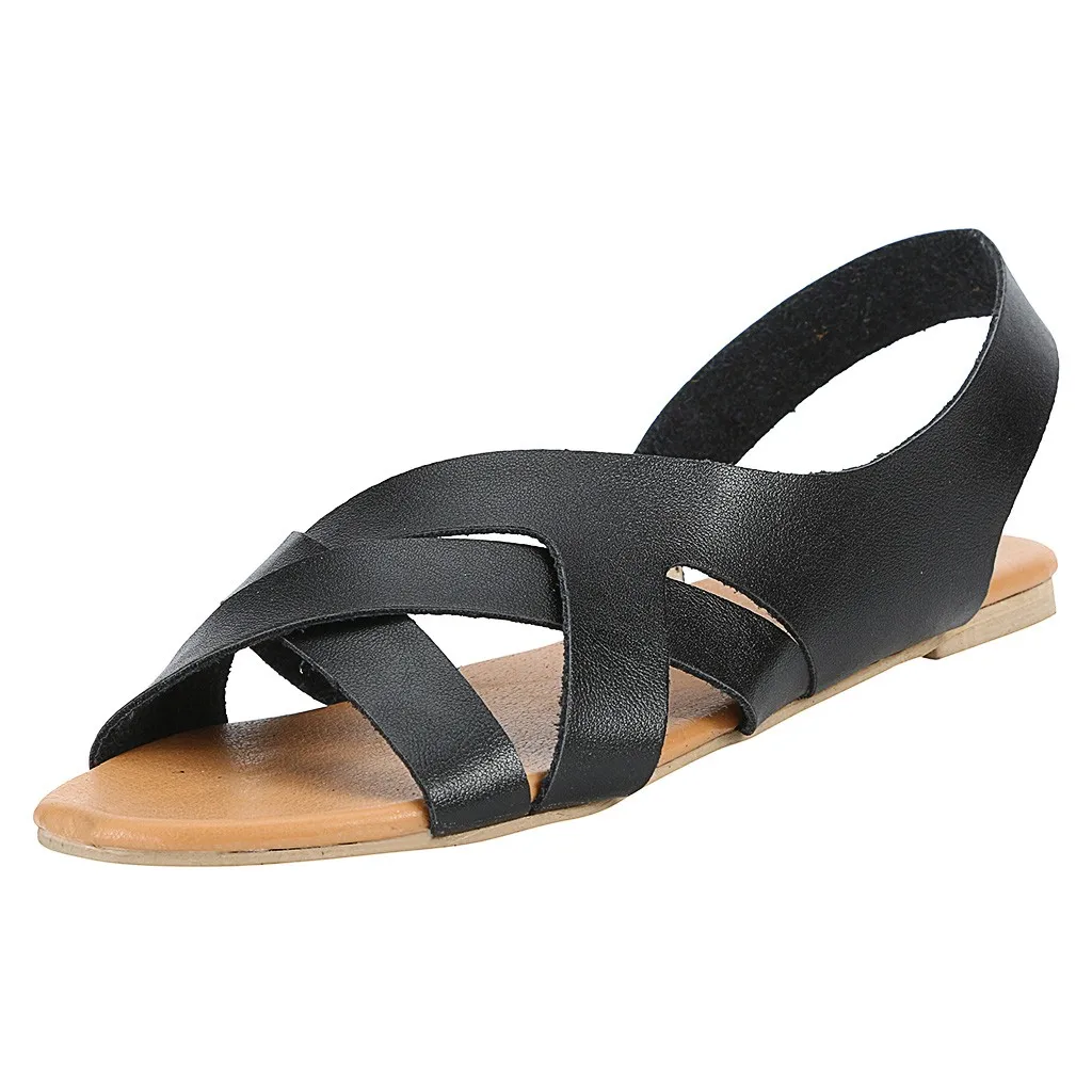 CHAMSGEND/Новинка; женские повседневные Студенческие сандалии в римском стиле; пляжная обувь для отдыха; летние уличные сандалии - Цвет: Черный