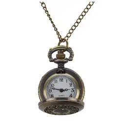 Практичный SODIAL (R) Охотник случае ожерелье Карманные бронзовые часы тон для дам