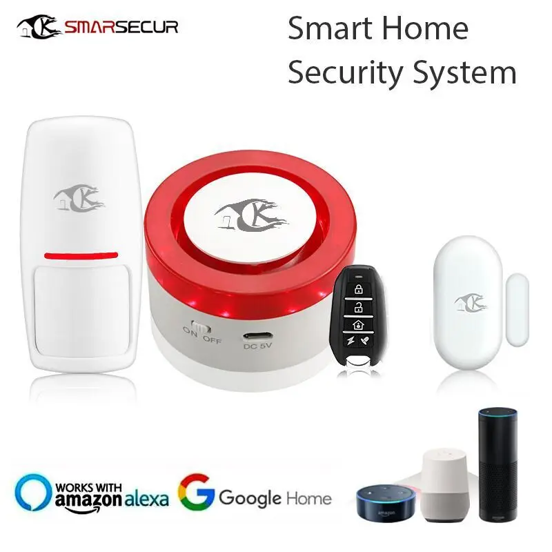  WiFi wireless mini siren home security alarm siren works with smart life compatible with Amazon Alexa 