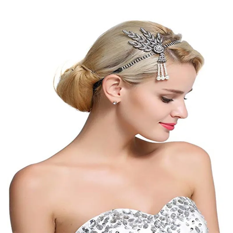 Женские свадебные аксессуары The Great Gatsby, Кристальные жемчужные кисточки, ободки для волос, ювелирные украшения, свадебная повязка для волос, тиара