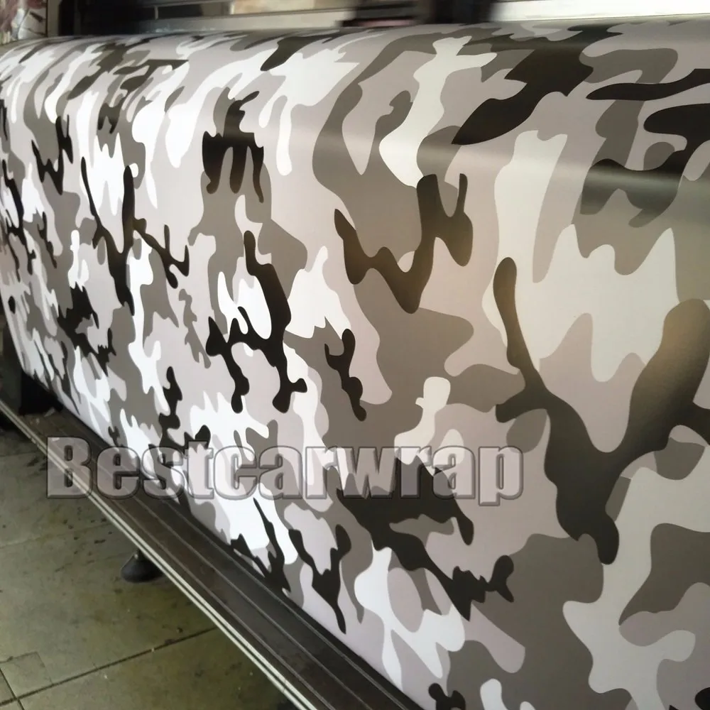 black white grey snow winter camouflage vinyl car wrapping film with boat auto wrapping  (1)