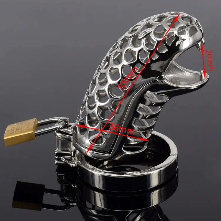 Adult Games Snake Head Shaped Chastity Device Metal Chastity Cock Cage Chastity Belt Cock Ring Cage Penis Cage Toys JD950