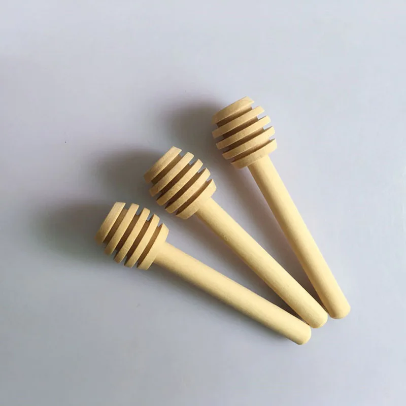 300pcs Mini 3inch 8cm Wood Honey Dipper Sticks Server for Honey Jar Dispense Drizzle Honey Spoon