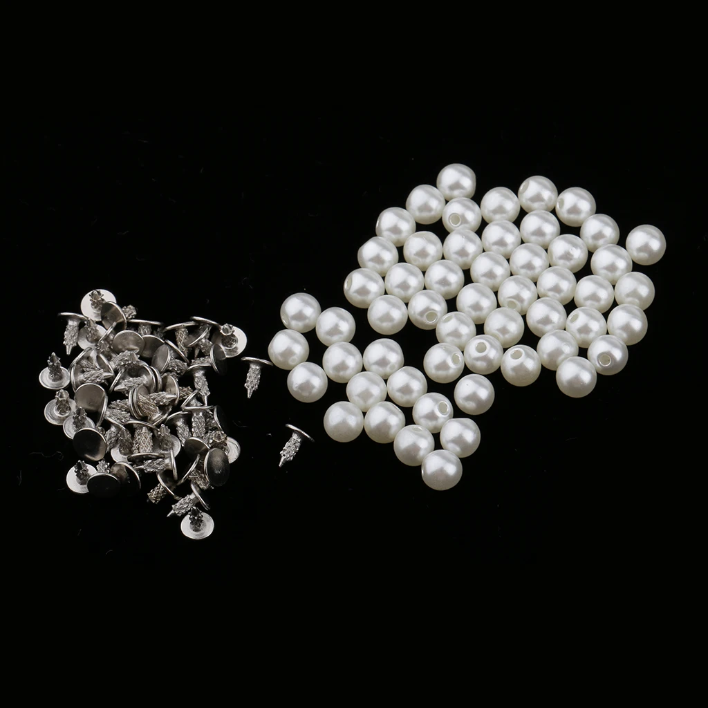 100 Sets Screw Plastic Pearl Stud Leathercraft Rivets For DIY Dress Jeans Clothing Decor 6mm 10mm