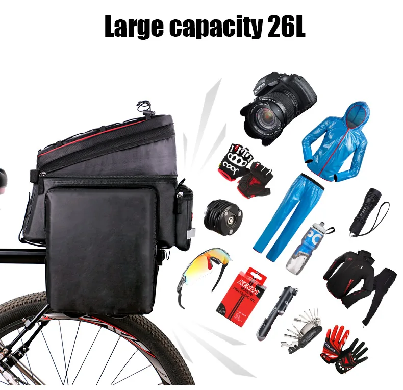 Discount 2017 New Cycling MTB Mountain Bicycle Bag Large Capacity Foldable Rainproof Bike Saddle Bag Reflective Trunk Pannier Backpack 8