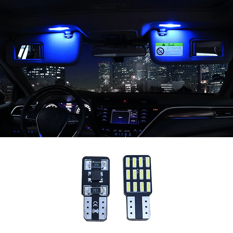 

QHCP Car Make Up Mirror Light Tail Trunk Lamp White Ice Blue Color LED Bulb Interior Accessories Special For Toyota Camry 2018