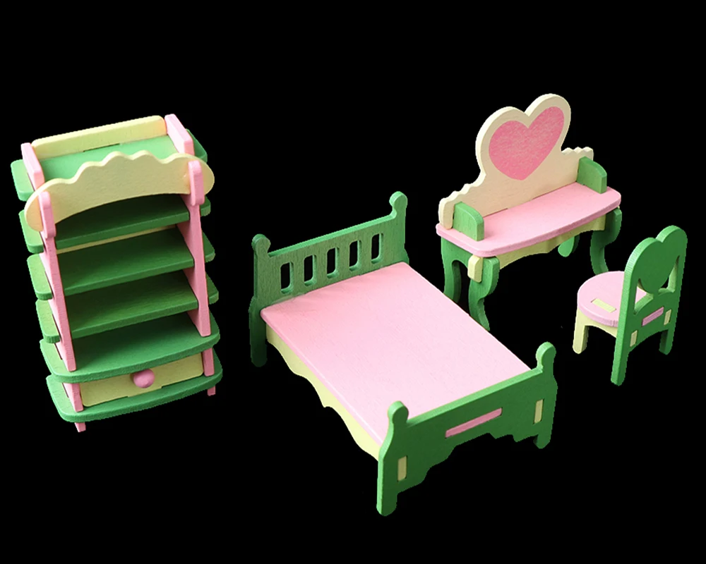 

Dollhouse Set Mini Wooden Furniture Miniature DIY Dollhouse Room 1:12 dolls house miniature accessories Toys For Children