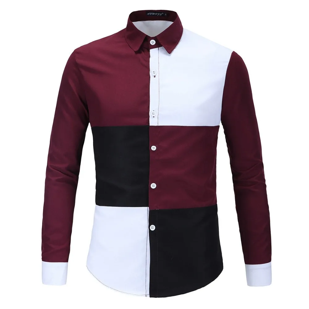 Brand New font b Men s b font Casual font b Shirt b font Social Patchwork