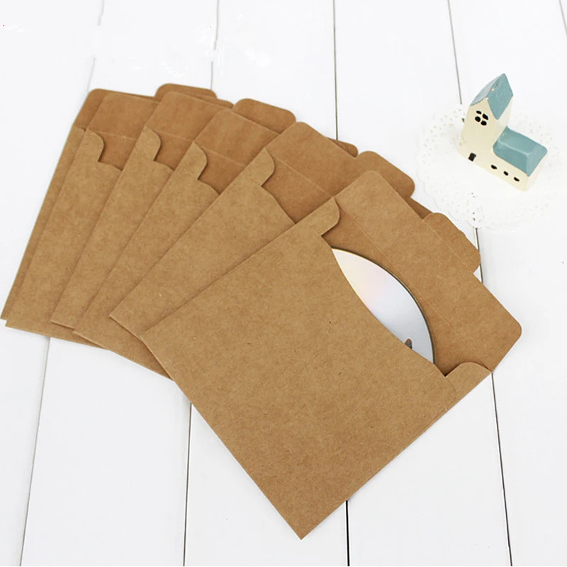 500pcs/lot Kraft Paper CD Sleeves Discs DVD Packaging Bag Box CD Case