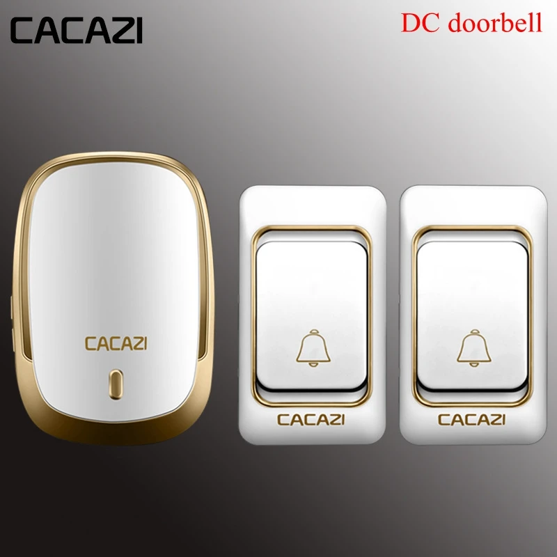 

CACAZI Wireless Waterproof Doorbell DC Battery-operated 2 Button 1 Receiver 200M Remote Home Cordless door bell 36 chimes