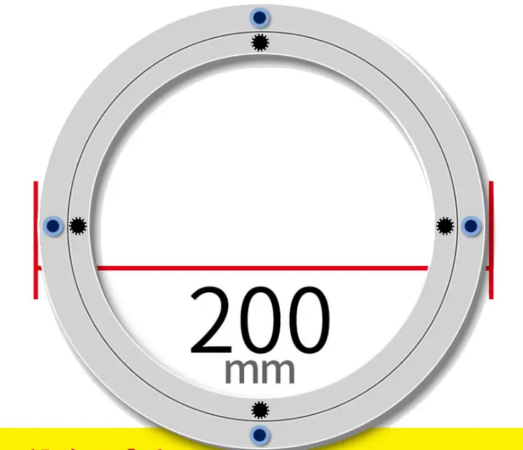 Поворотный стол из алюминиевого сплава, поворотный стол, вращающееся стекло вращающееся основание, нескользящая, высокая нагрузка-подшипник, мебельная фурнитура - Цвет: Diameter 200mm