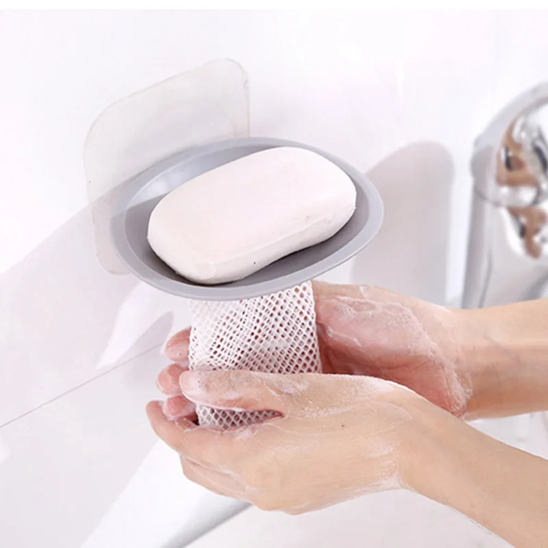 Soap Dish Holder Suction Cup Plastic Soap Dishes with Mesh Together