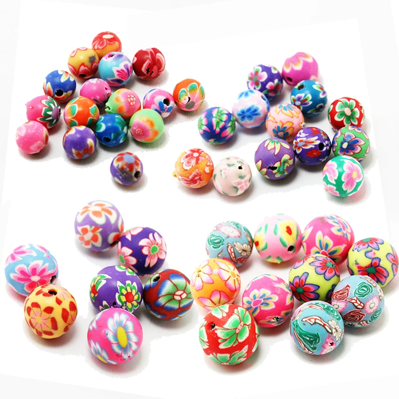 20pcs Mixed Polymer Clay Fleur Perles Lot 12 mm 15 mm 20 mm 30 mm Handmade Craft