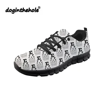 

doginthehole Women Flat Shoes Funny Design Eye Glasses Printing Sneakers for Teenager Girls Comfortable Mesh Shoes Feminine Flat