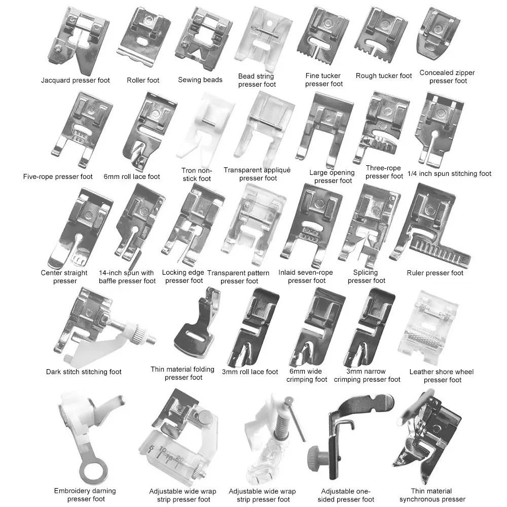 32, 42, 48, 52 шт. швейная машина, пресс для ног, сделай сам, пресс er, свернутый подол, набор ножек для Brother Singer, детский замок, Janome, Швейные аксессуары