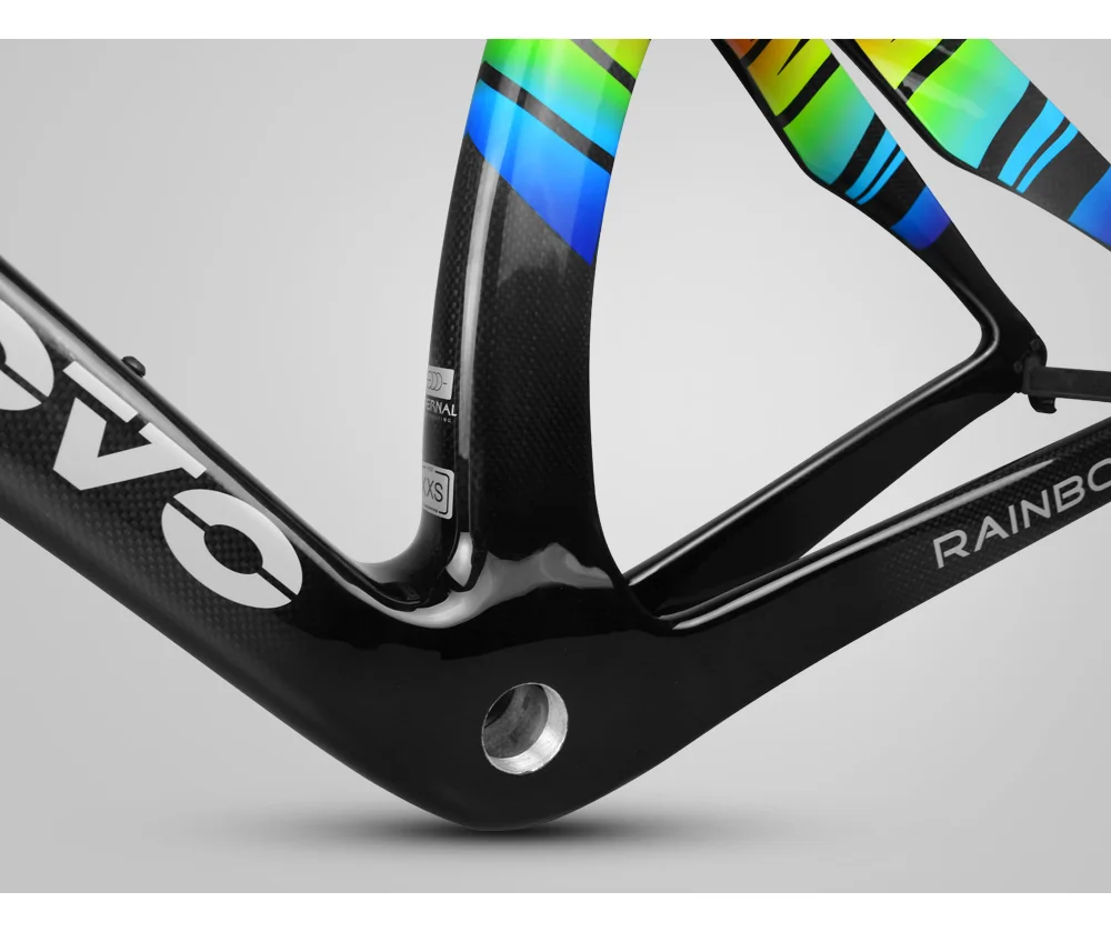 Top New arrivaTOP NEW RAINBOW Di2 Mechanical full carbon fibre road frame bike racing bicycle frameset Accept custom bicicleta frame 18