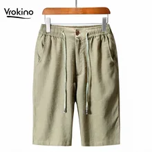 VROKINO/Новинка года; летние мужские модные хлопчатобумажные шорты; повседневные свободные удобные дышащие однотонные шорты; 3XL 4XL