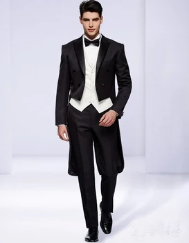 

Classic Style Handsome Tailcoat Black Groomsman Suit High Quality Wedding suit Custom Made Man Suit (Jacket+pants+vest)