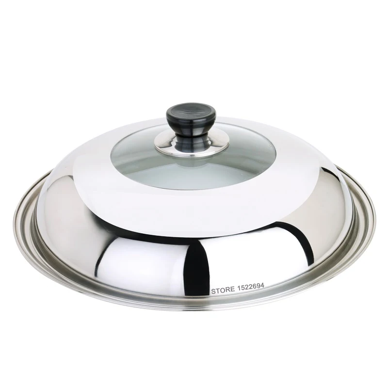 Diameter 32CM Cooking Lid Visible Body Wok Lid Stainless Steel Pan