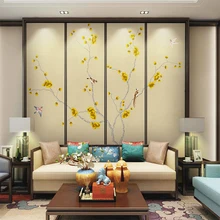 Современный творческий ручная роспись Тонкой кистью цветок и птица богатых дерево стены тканью Гостиная ТВ украшения стены настенной бумага