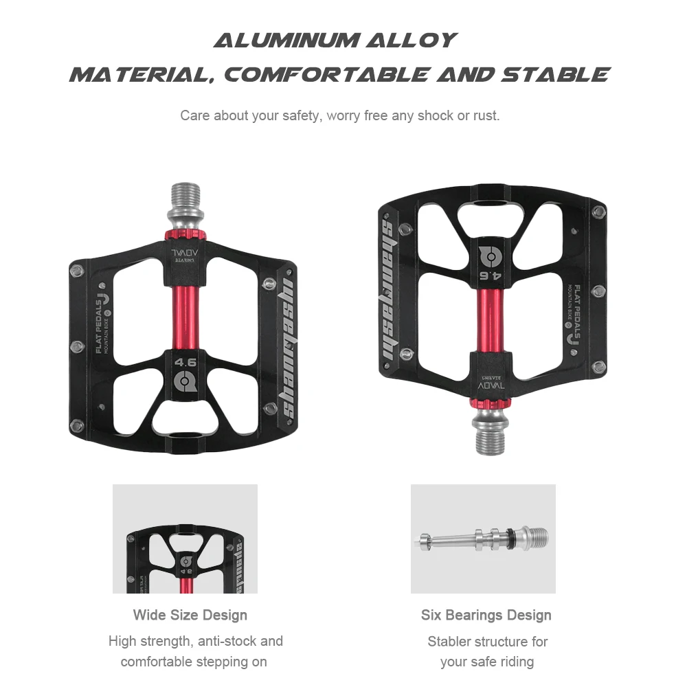 Shanmashi 4,6 6 подшипники велосипедные педали широкий нескользящий дорожный велосипед ножная пластина сверхлегкий MTB Горный BMX педали для велосипеда