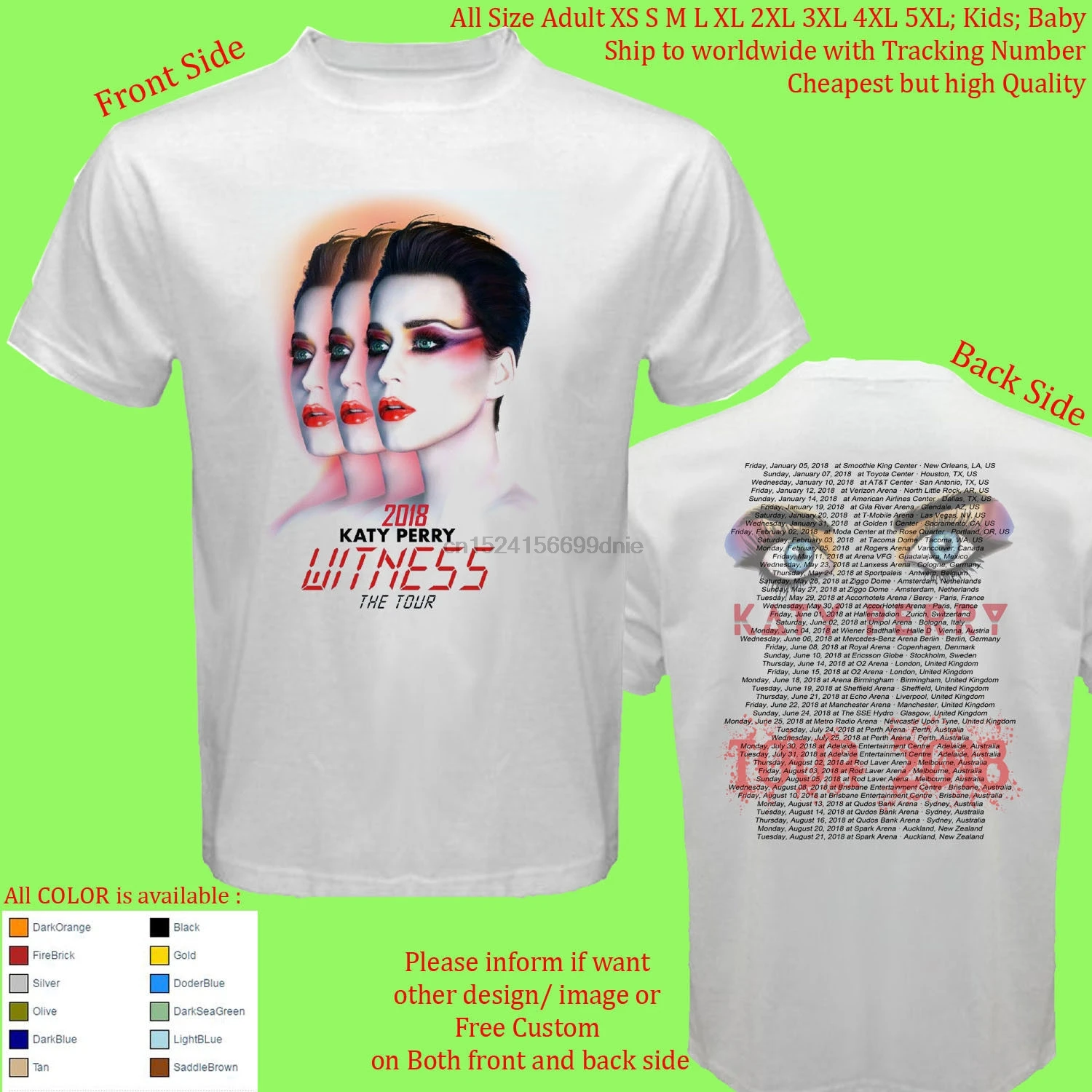 

Katy Perry WITNESS World Tour 2018 Concert Shirt All Size S-5XL Kids Toddler