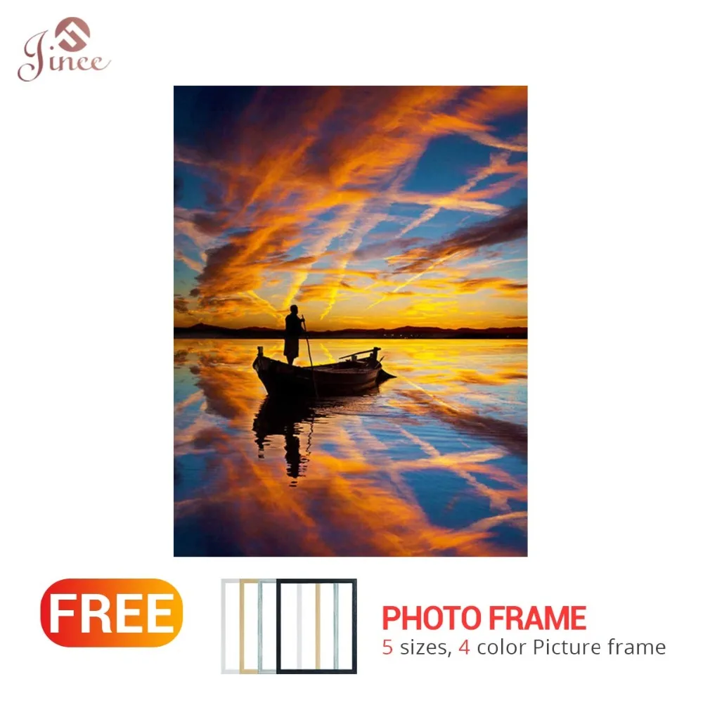 

5D DIY Diamond Painting Lake Boat Scenery Diamond Embroidery Landscape Cross Stitch Round Square rhinestones Christmas Gift