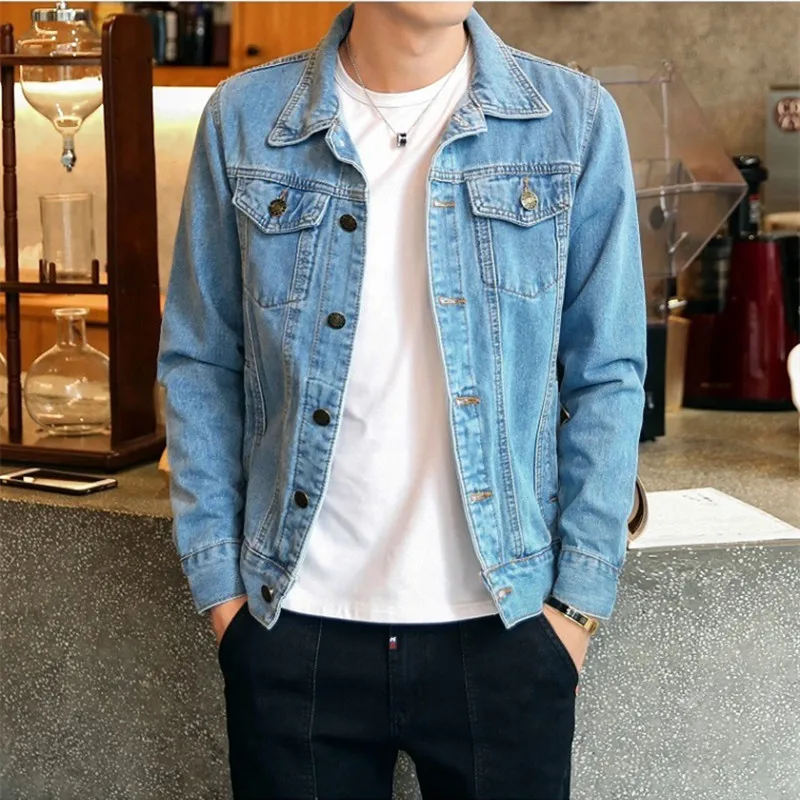 Mens Jackets and Coats Solid Color Casual Bomber Jacket Men Denim Jacket High Quality Cowboy Male Jean Jacket Chaqueta Hombre